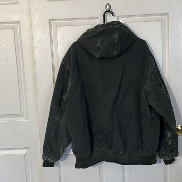 VINTAGE CARHARTT J130 MOS Moss Green Hooded Men's Jacket Workwear Size XXL - Picture 8 of 11